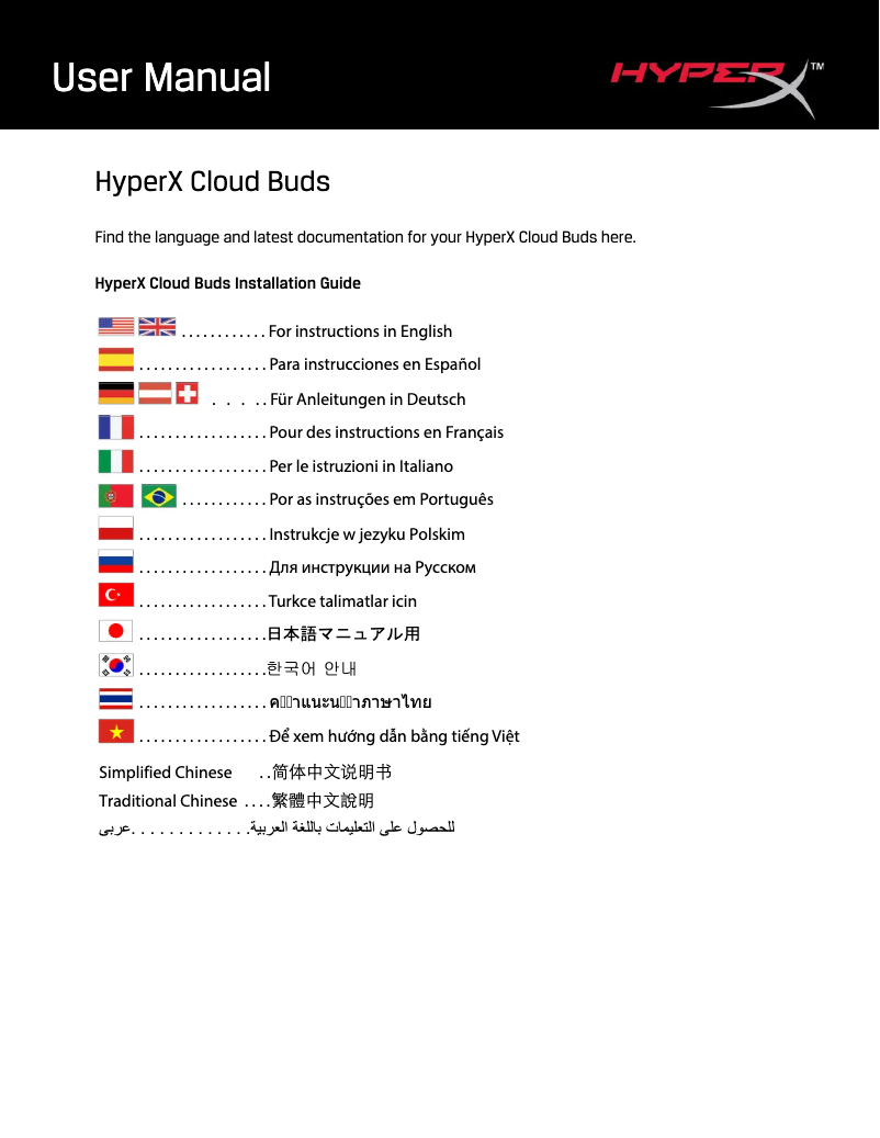 Página 1 del manual Manual de usuario HyperX Cloud Buds