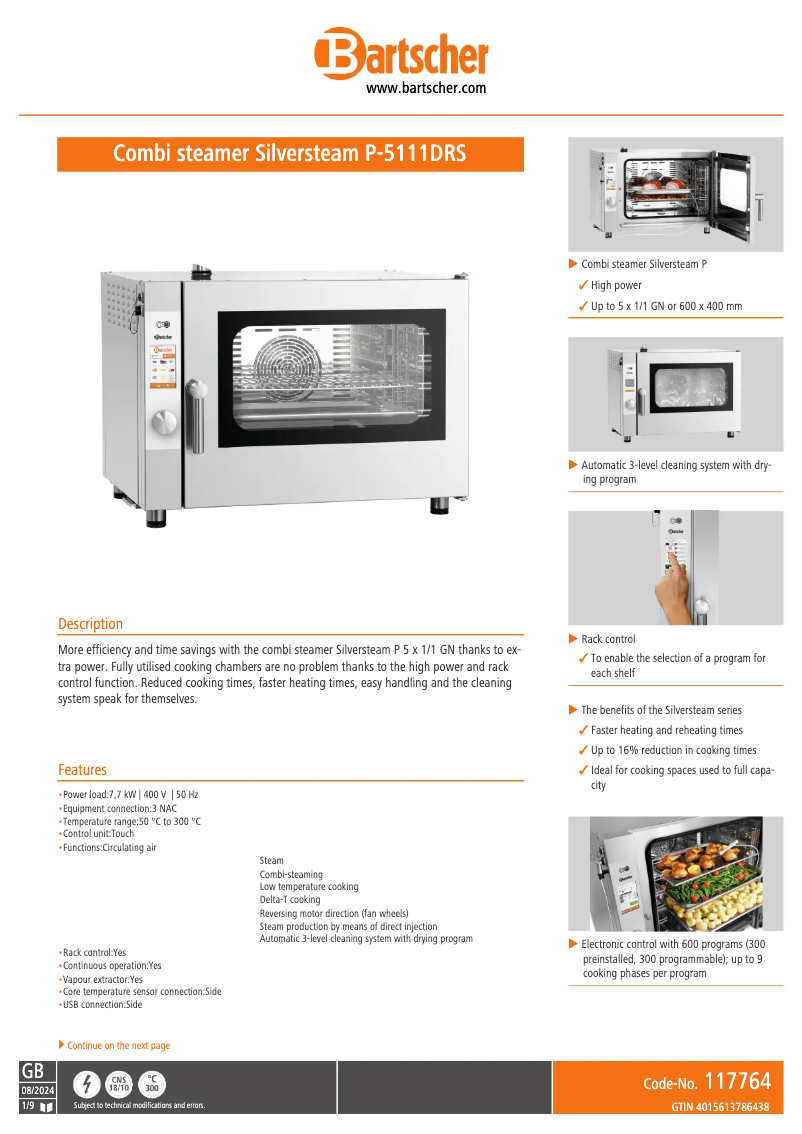 Página nº 1 - Ficha técnica Bartscher 117764