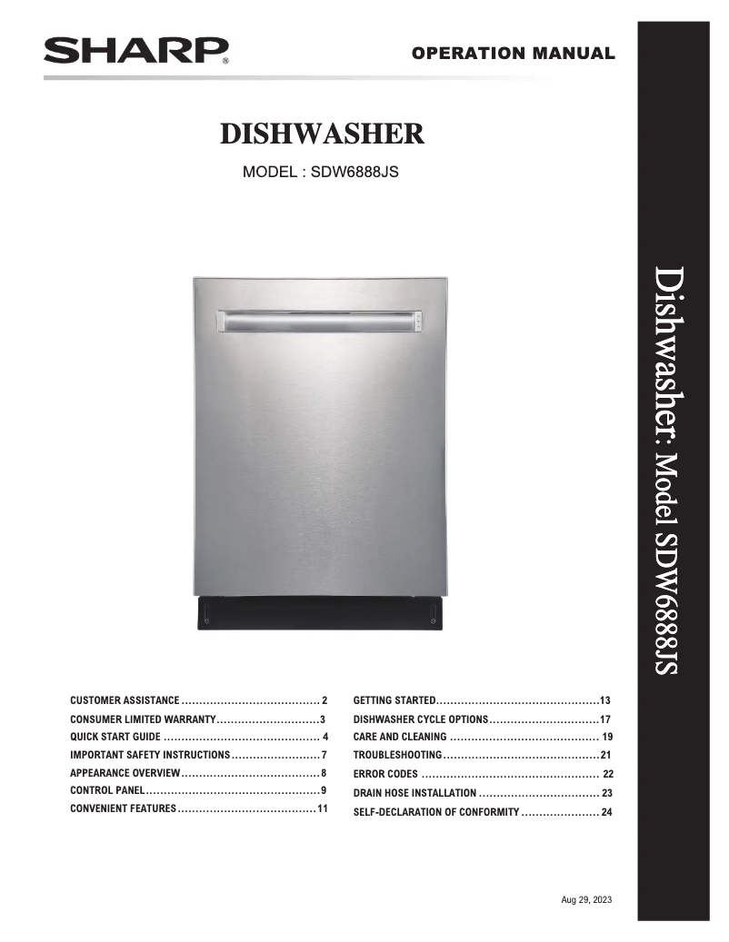 Imagen de la primera página del manual del dispositivo SDW6888JS