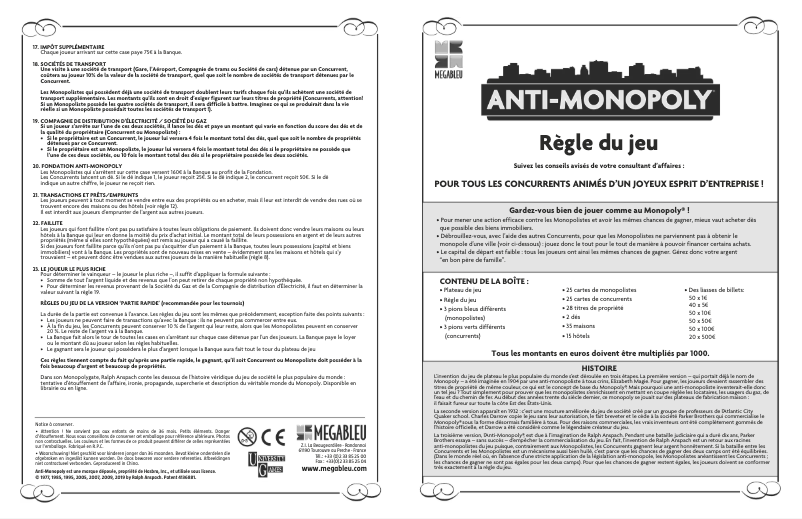 Imagen de la primera página del manual del dispositivo Anti-Monopoly