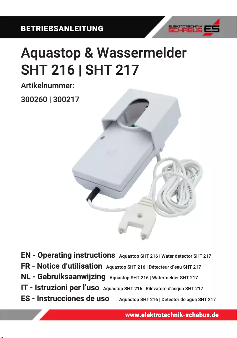 Imagen de la primera página del manual del dispositivo SHT 217