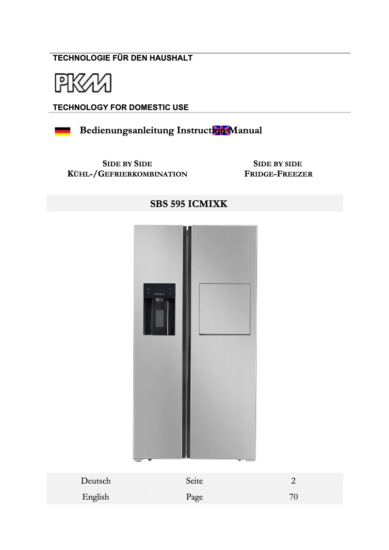 Imagen de la primera página del manual del dispositivo SBS595 ICMIXK