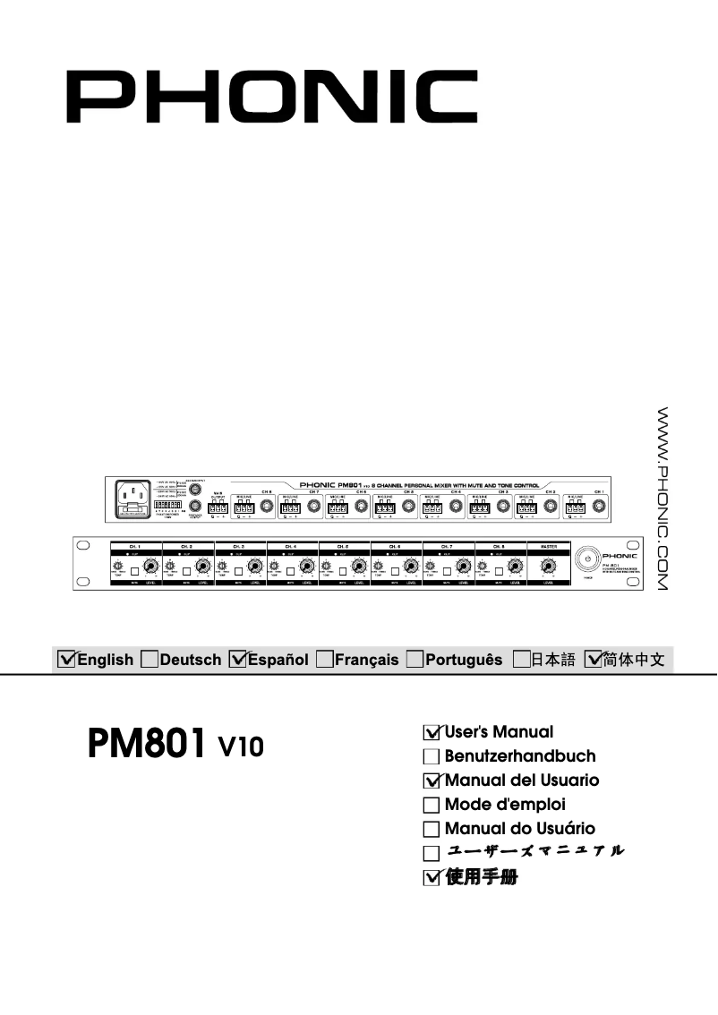 Página 1 del manual Manual de usuario Phonic PM801