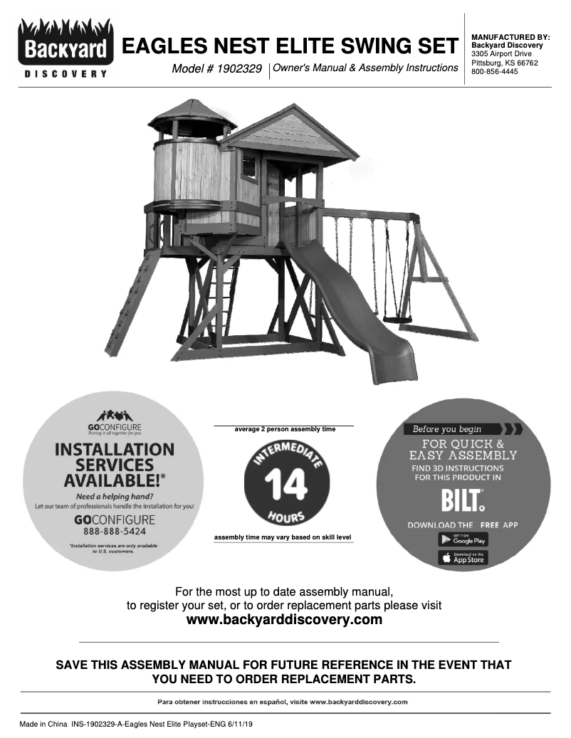 Imagen de la primera página del manual del dispositivo Eagles Nest Elite