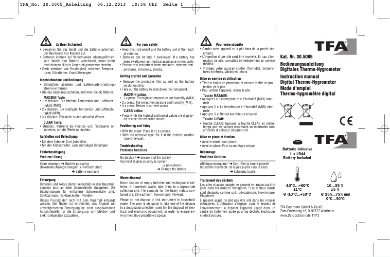 Página 1 del manual Manual de usuario TFA 30.5005