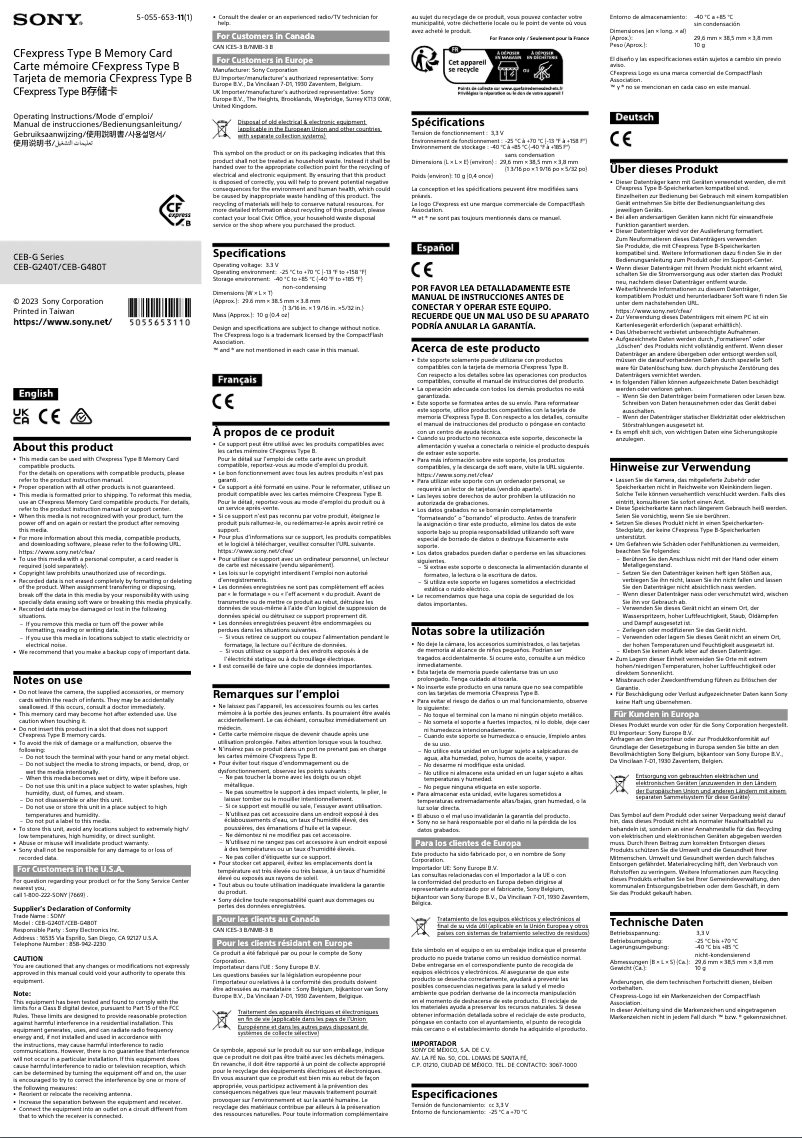 Página nº 1 - Manual de usuario Sony CEB-G240T