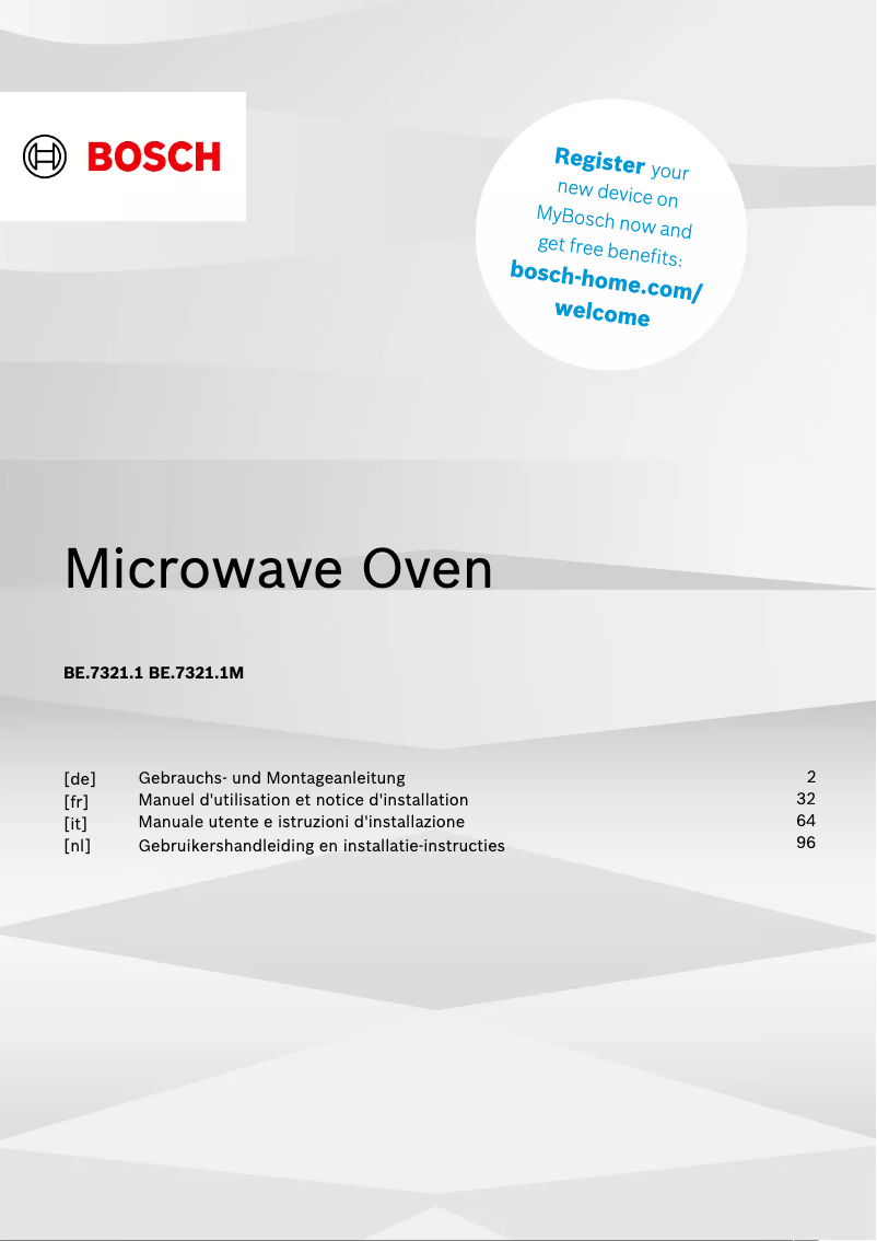 Página 1 del manual Guía de instalación Bosch BER7321B1