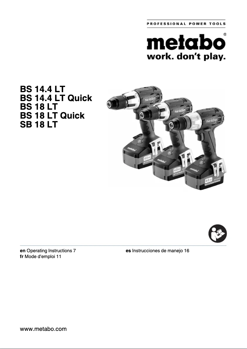 Página 1 del manual Manual de usuario Metabo BS18 LT 5.2