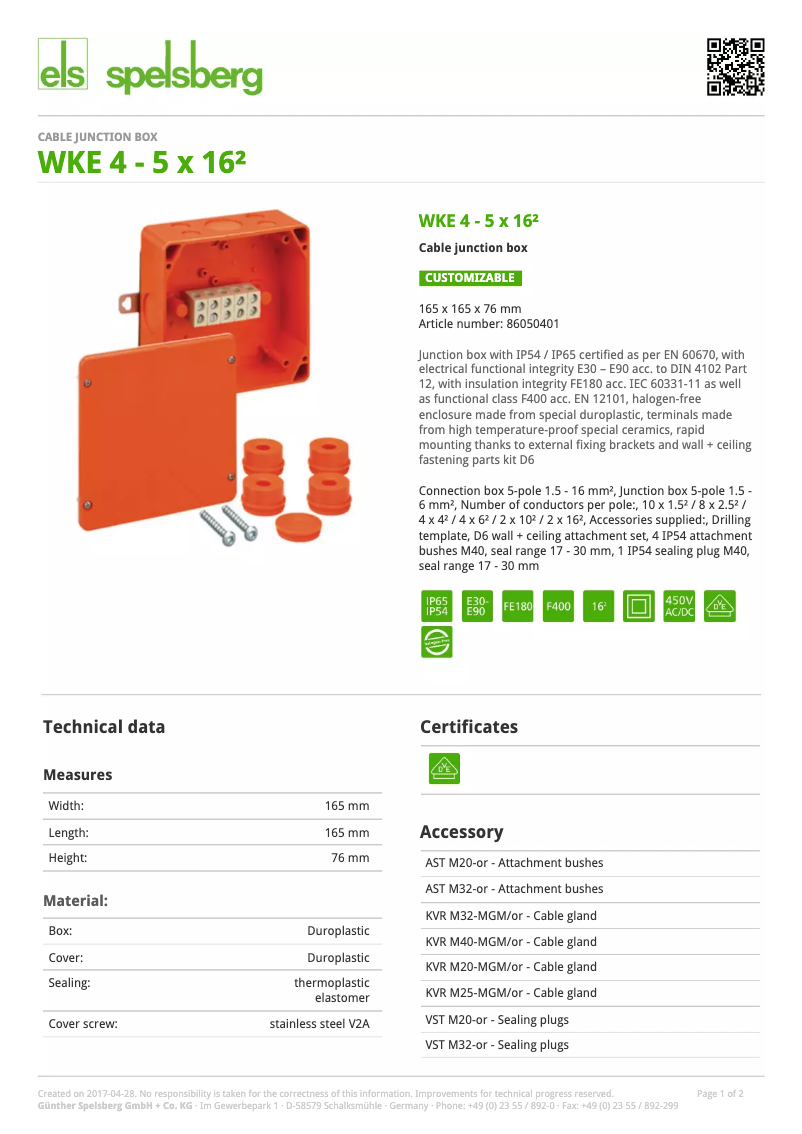 Imagen de la primera página del manual del dispositivo WKE 4 - 5 x 16²