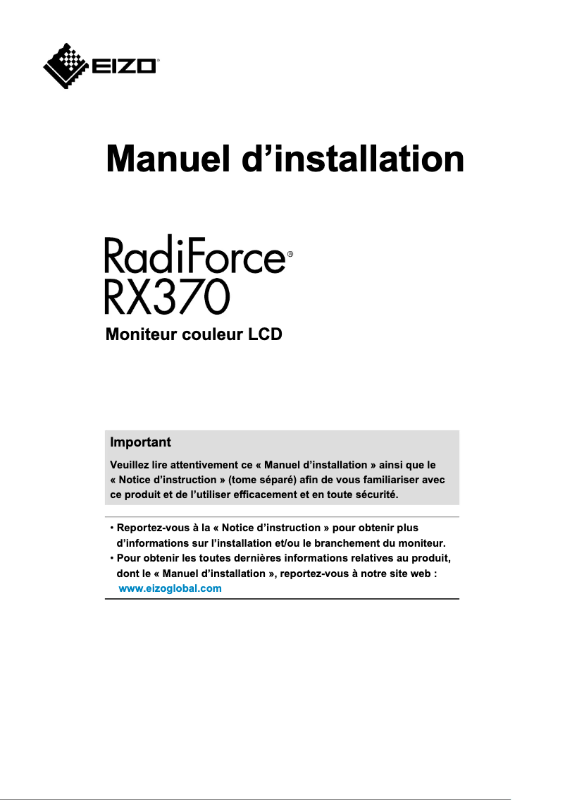 Página 1 del manual Manual de usuario Eizo RadiForce RX370