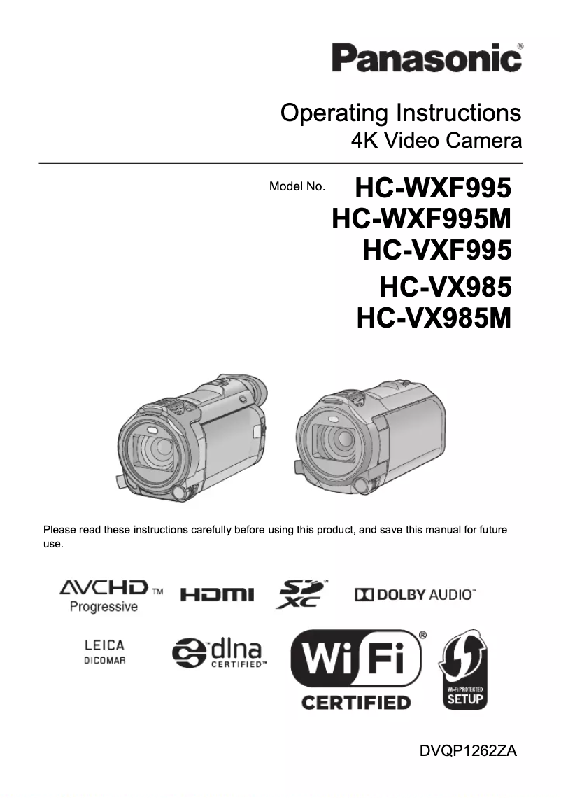 Página nº 1 - Manual de usuario Panasonic HC-WXF995M