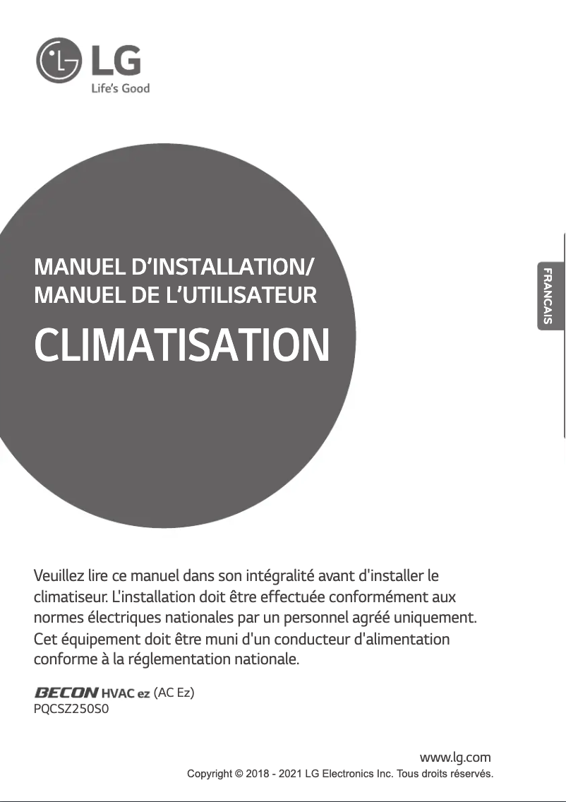 Página 1 del manual Manual de usuario LG PQCSZ250S0