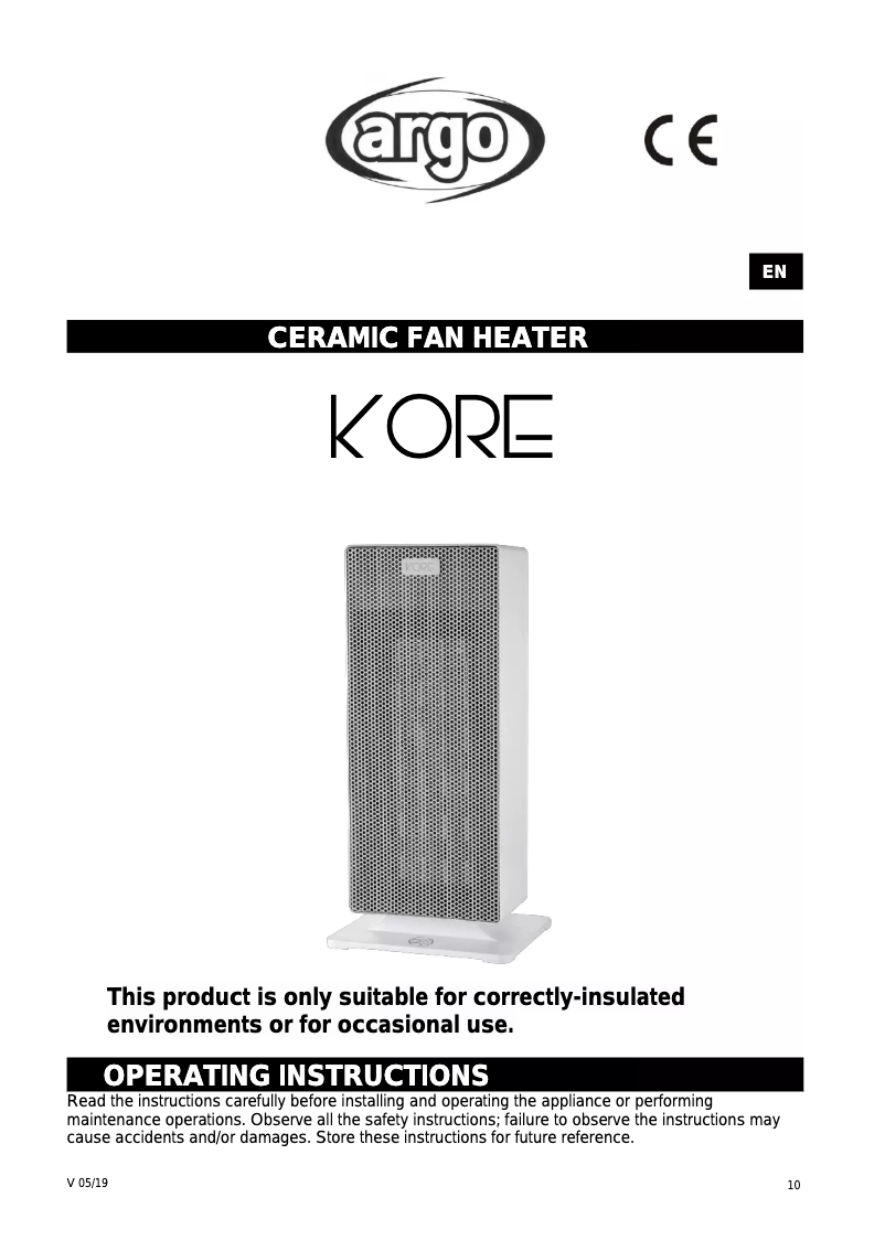 Página 1 del manual Manual de usuario Argoclima KORE