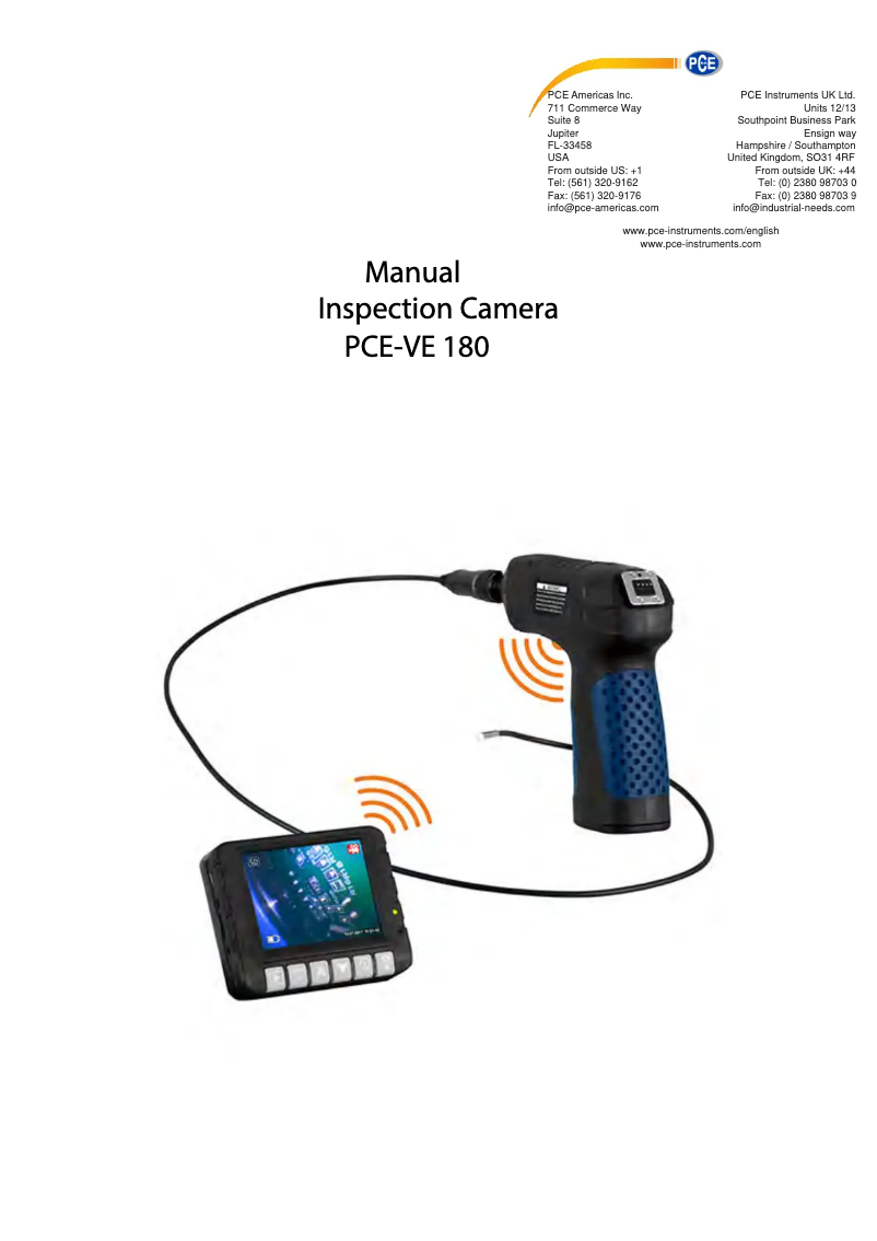 Imagen de la primera página del manual del dispositivo PCE-VE 180