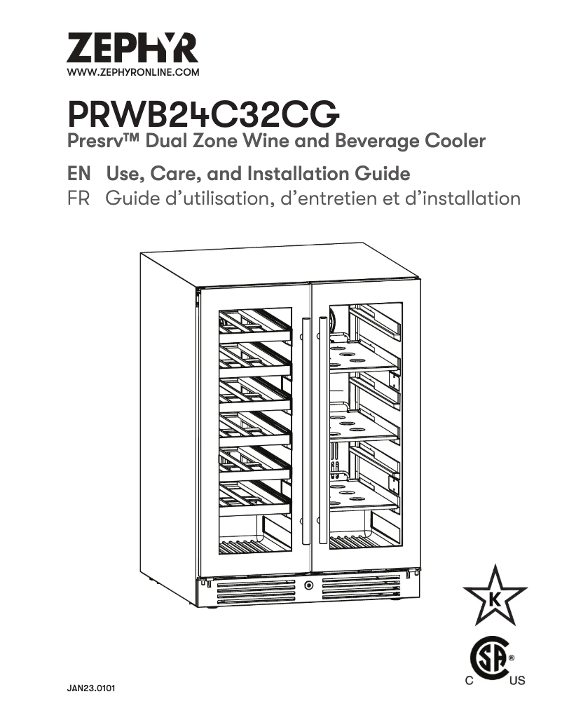 Página nº 1 - Manual de usuario Zephyr PRWB24C32CG