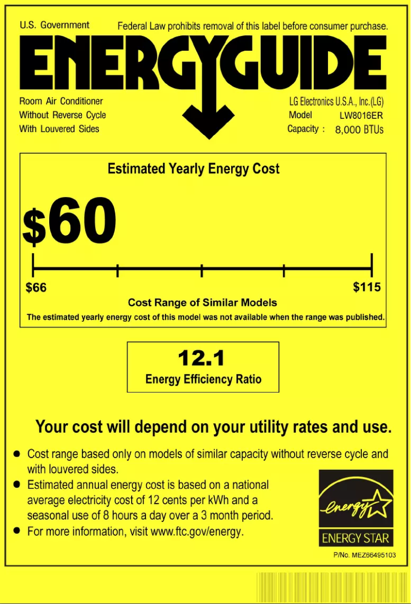 Página 1 del manual Etiqueta energética LG LW8016ER