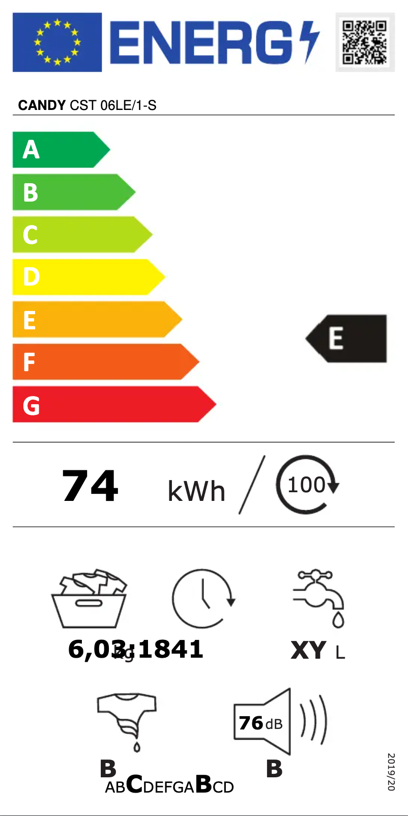 Página 1 del manual Etiqueta energética Candy CST 06LE/1-S