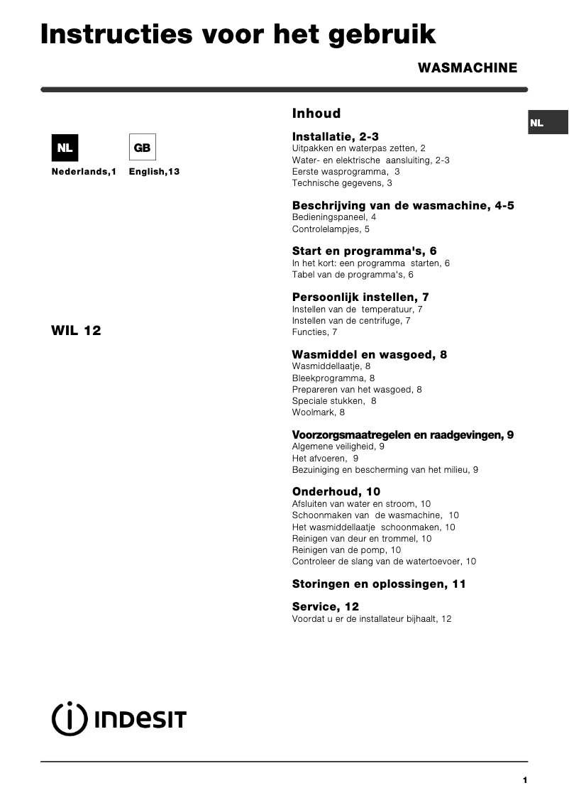 Imagen de la primera página del manual del dispositivo WIL 12