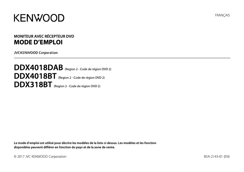 Página 1 del manual Manual de usuario Kenwood DDX4018BT