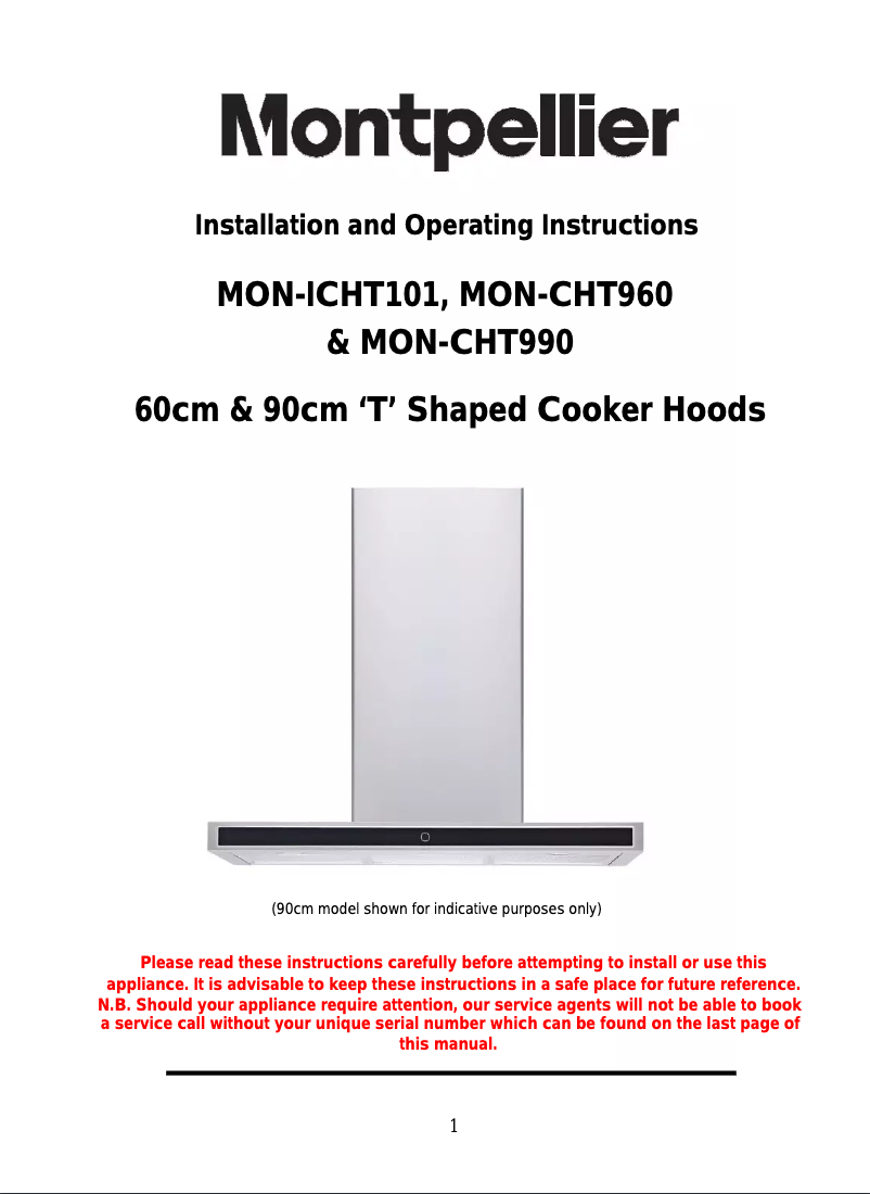 Página 1 del manual Manual de usuario Montpellier ICHT101