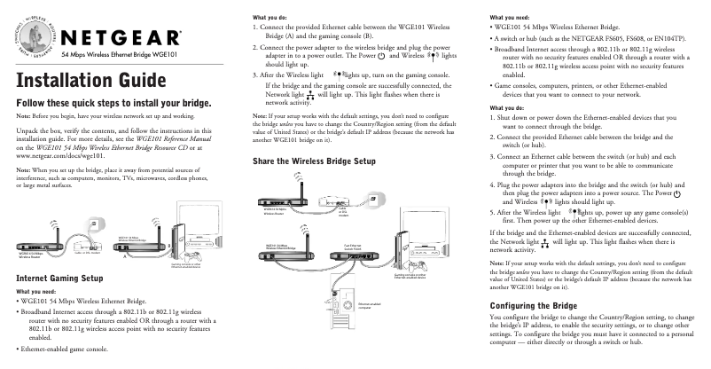 Imagen de la primera página del manual del dispositivo WGE101