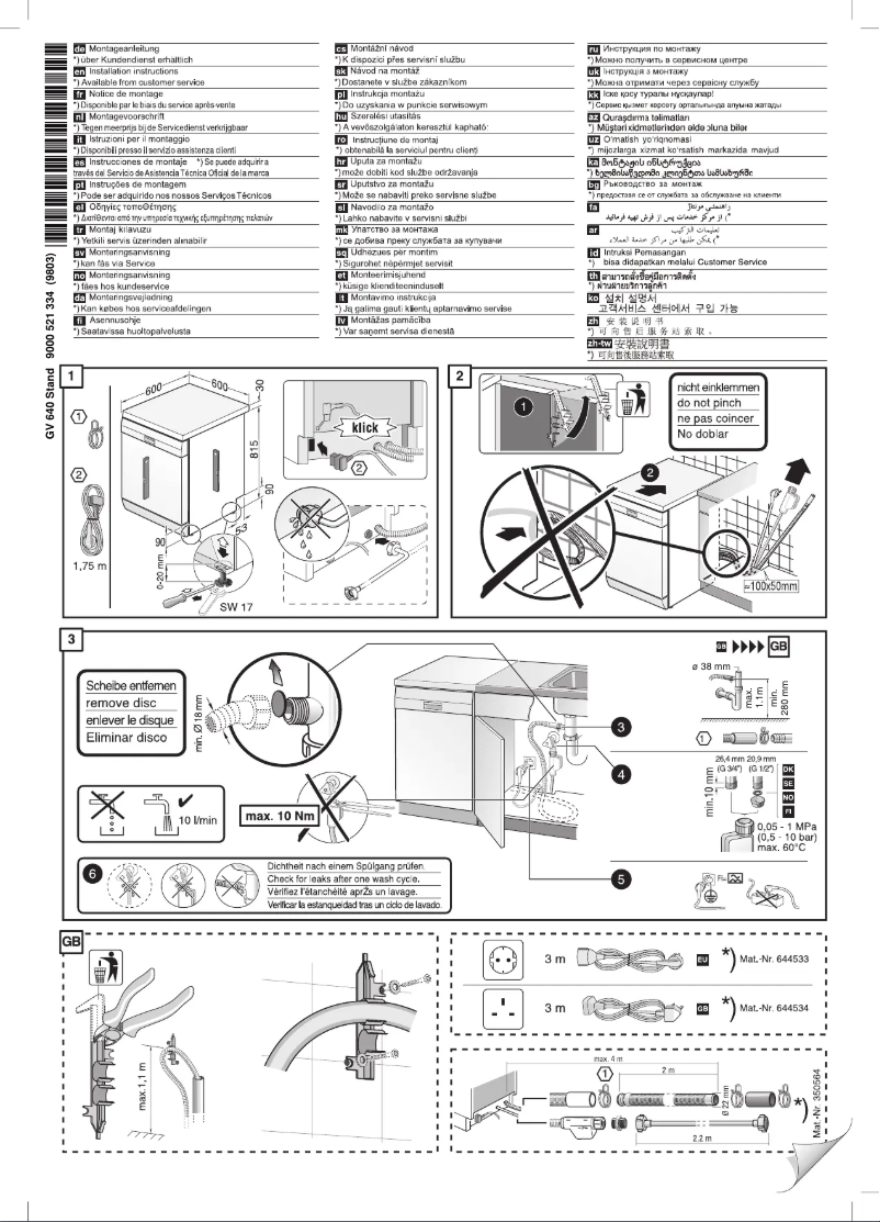 Página nº 1 - Guía de instalación Siemens SN258W06TE