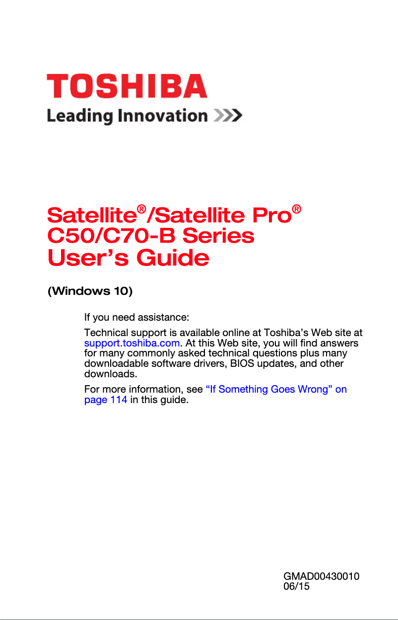 Imagen de la primera página del manual del dispositivo Satellite C70