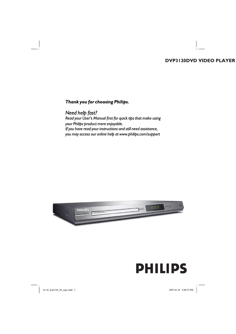 Página 1 del manual Manual de instrucciones Philips DVP3120X