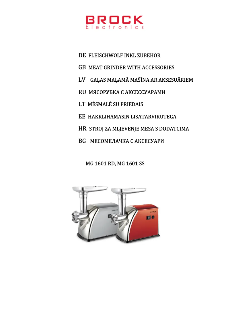 Imagen de la primera página del manual del dispositivo MG 1601 SS