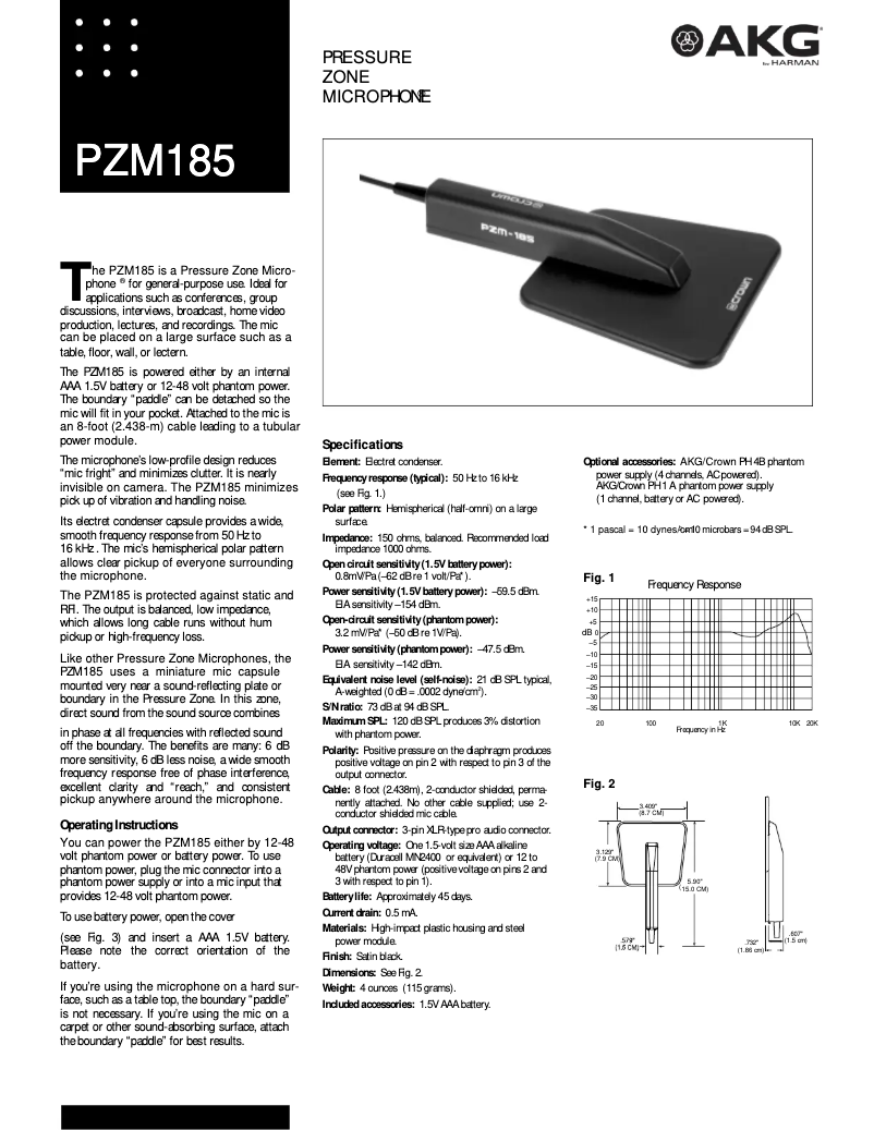 Imagen de la primera página del manual del dispositivo PZM-185