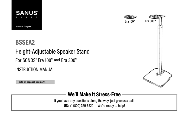 Página 1 del manual Guía de instalación Sanus BSSEA2
