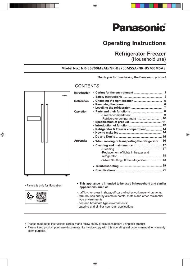 Página 1 del manual Manual de usuario Panasonic NR-BS700