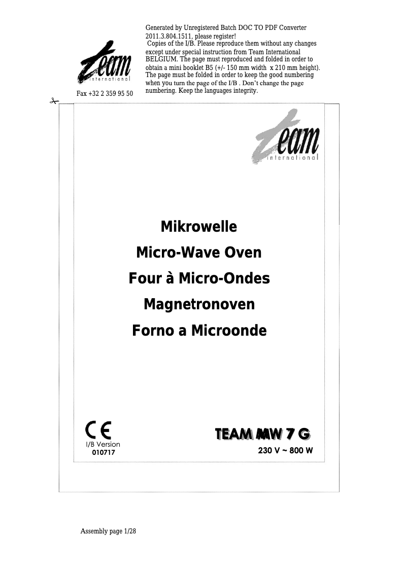 Página 1 del manual Manual de usuario Team MW 7