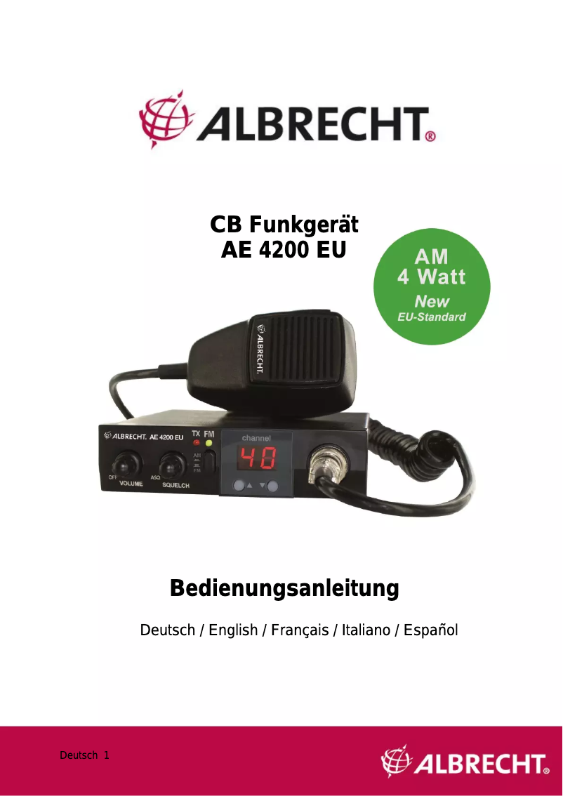 Página nº 1 - Manual de usuario Albrecht AE 4200 EU