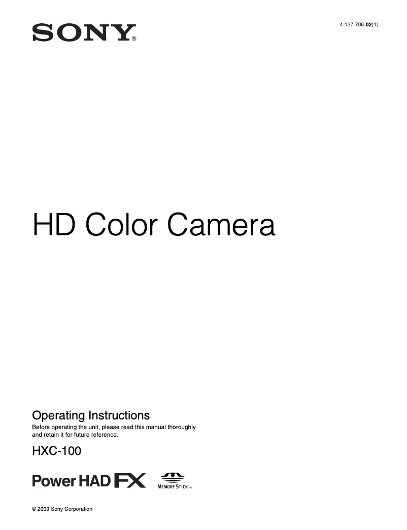 Página nº 1 - Manual de usuario Sony HXC-100