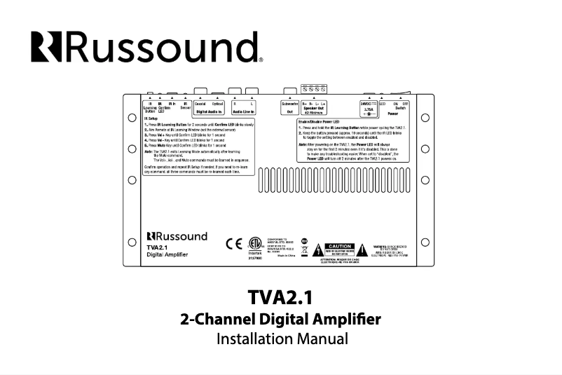 Página 1 del manual Manual de usuario Russound TVA2.1