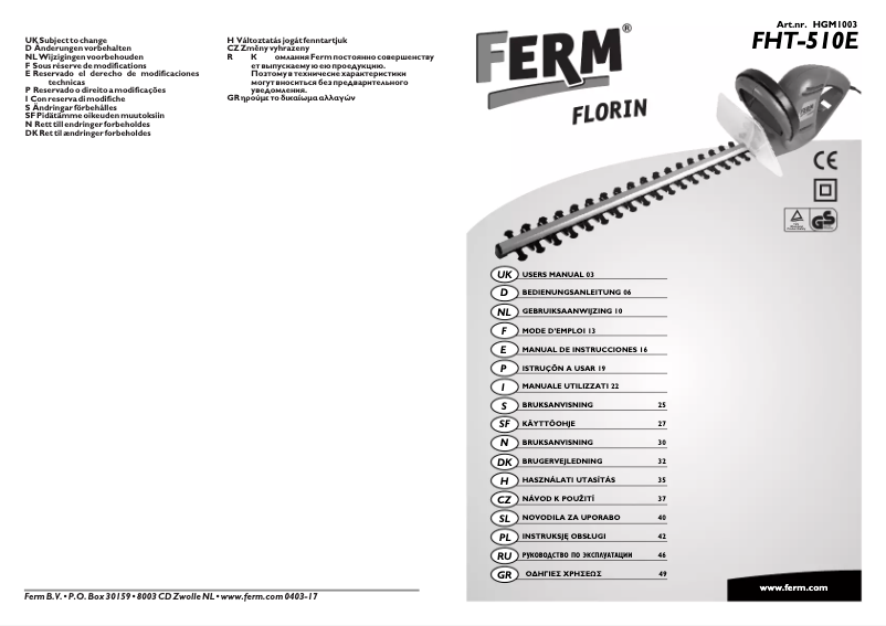 Página nº 1 - Manual de usuario Ferm FHT-510E