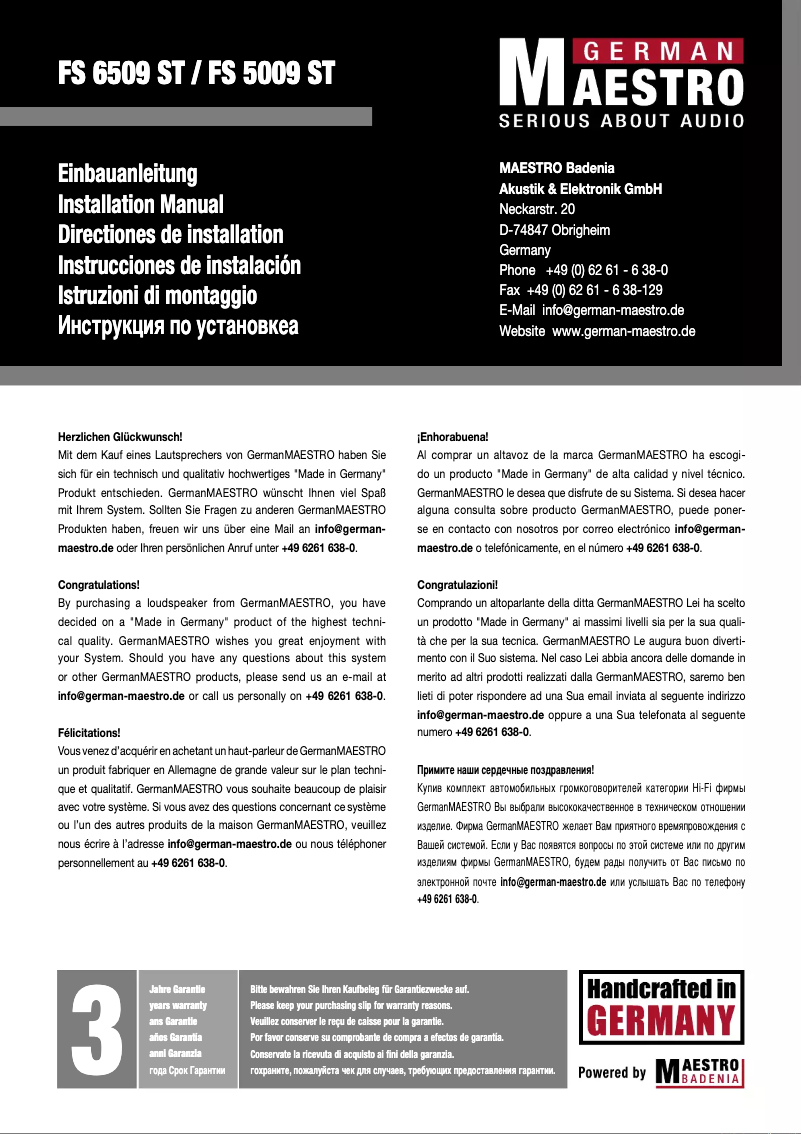 Página nº 1 - Manual de usuario German Maestro FS 6509 ST