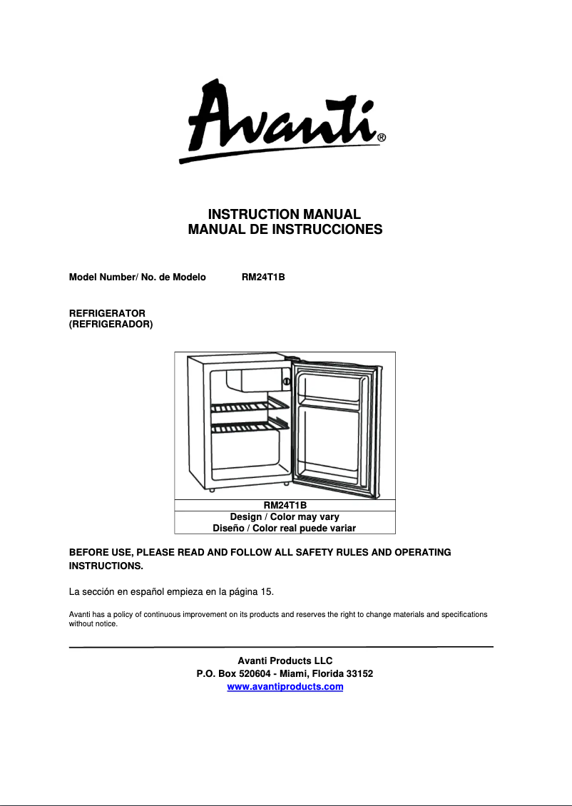 Imagen de la primera página del manual del dispositivo RM24T1B