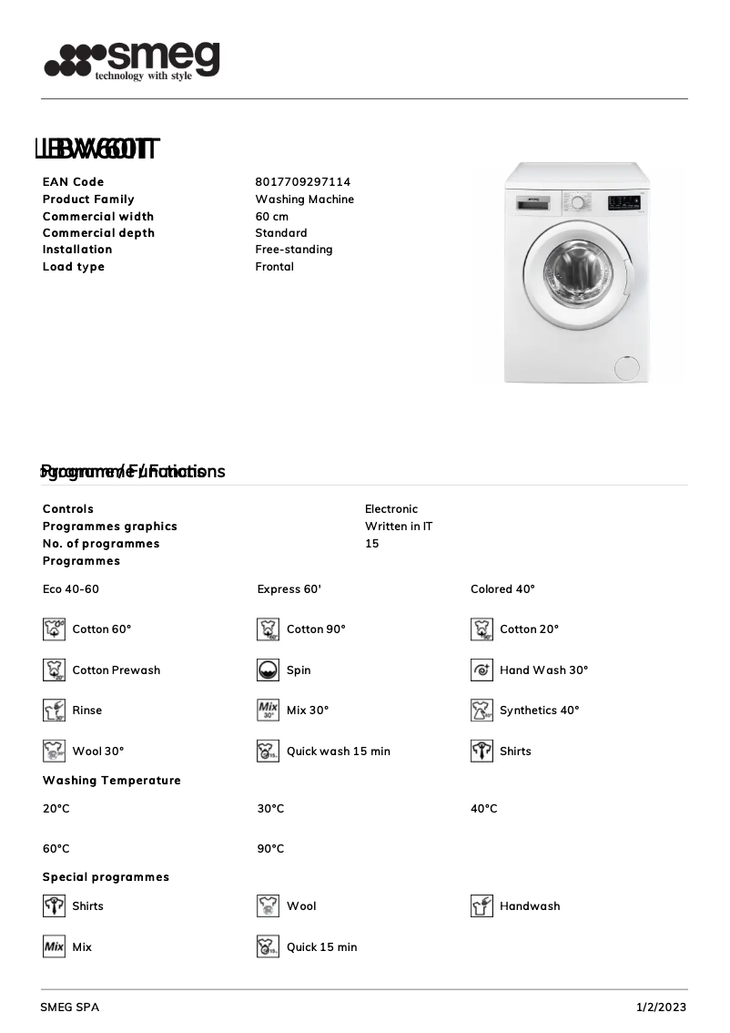 Imagen de la primera página del manual del dispositivo LBW60IT