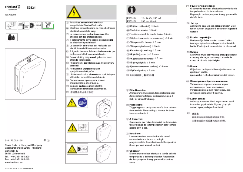 Imagen de la primera página del manual del dispositivo E2531