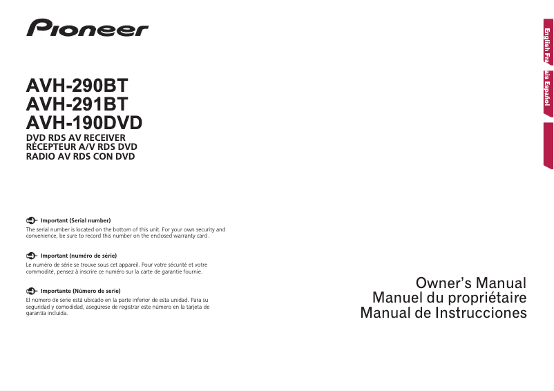 Imagen de la primera página del manual del dispositivo AVH-291BT