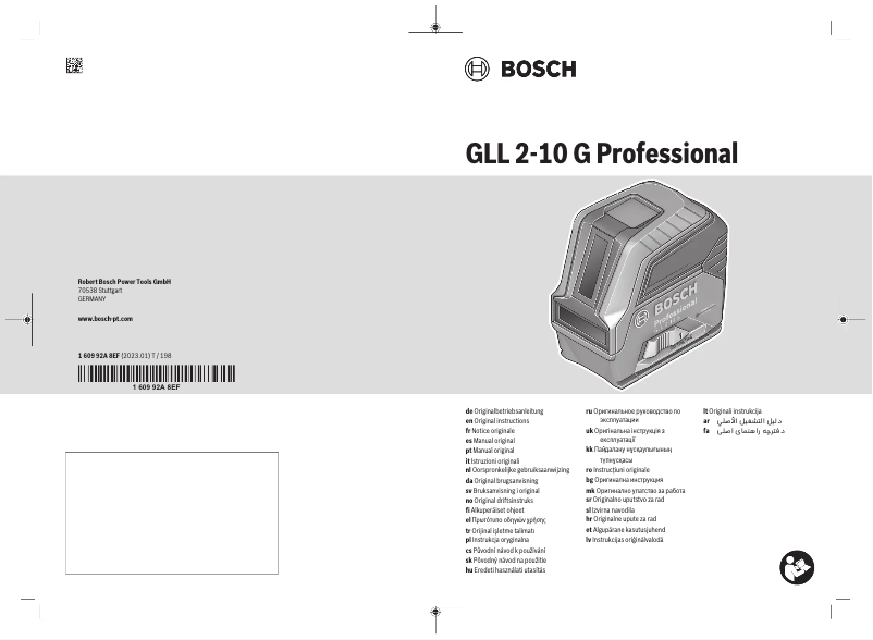 Imagen de la primera página del manual del dispositivo GLL 2-10 G Professional