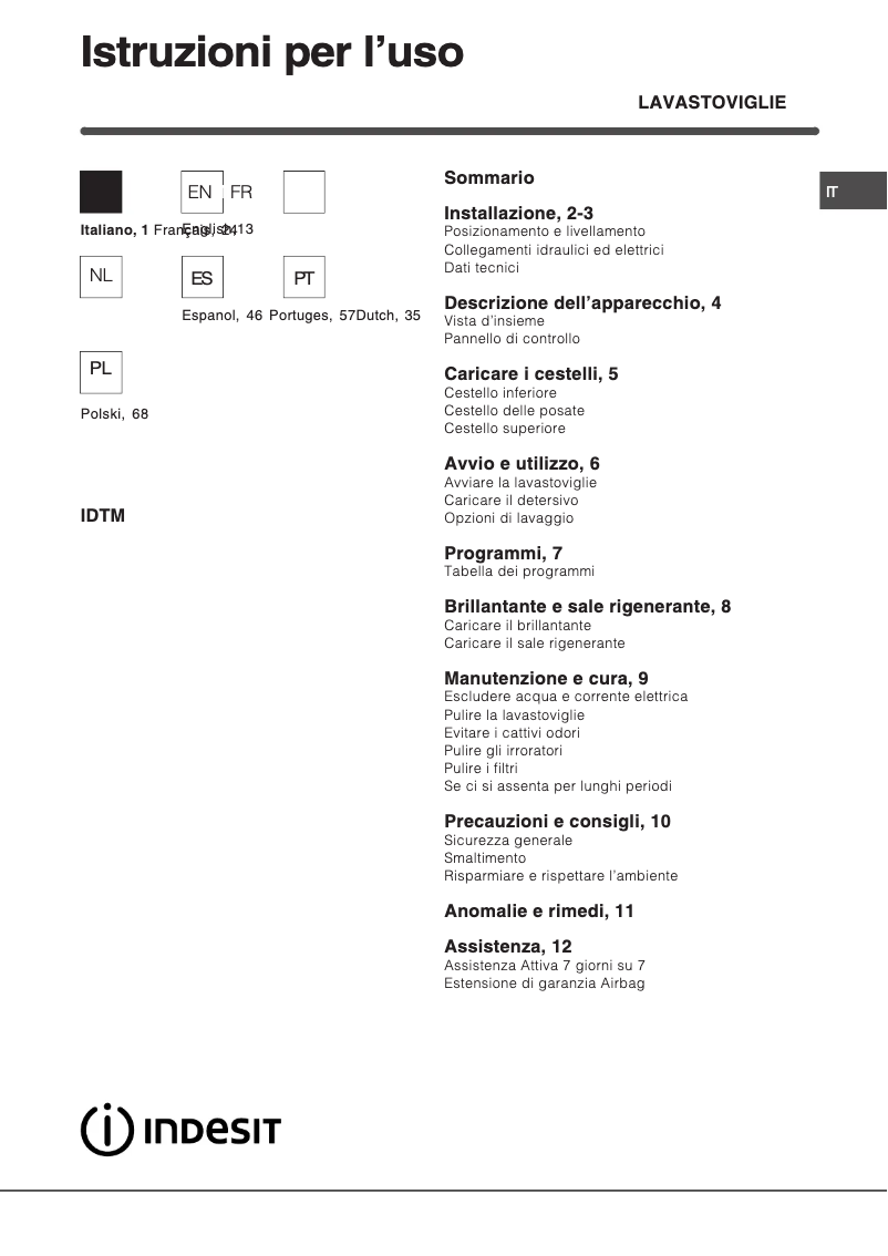 Página 1 del manual Manual de usuario Indesit IDTM EU