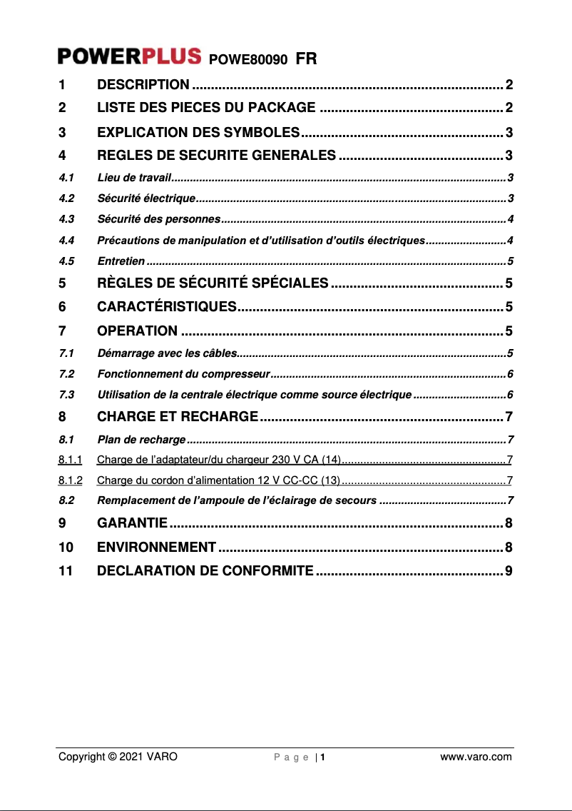 Imagen de la primera página del manual del dispositivo POWE80090