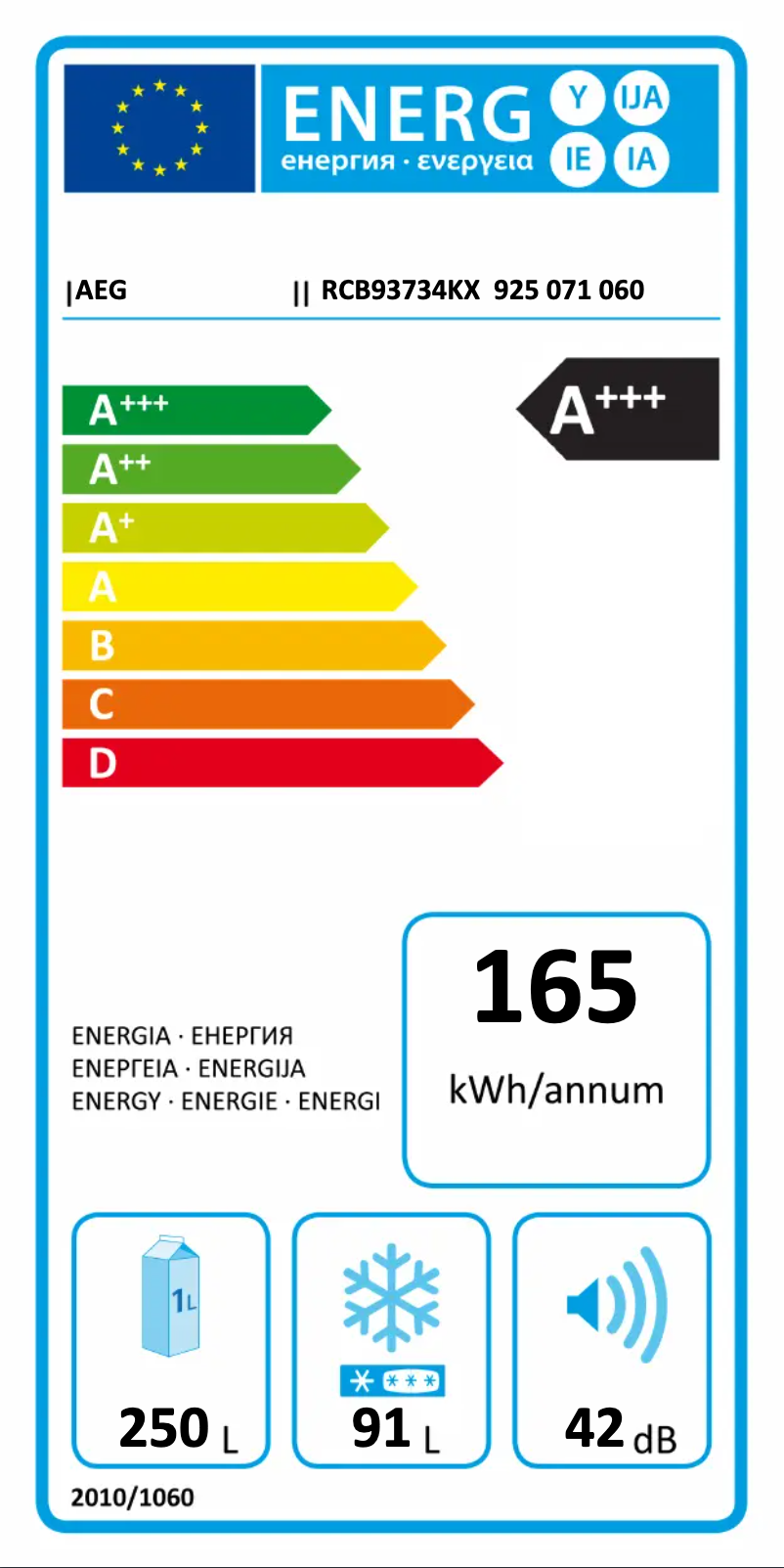 Página nº 1 - Etiqueta energética AEG RCB93734KX