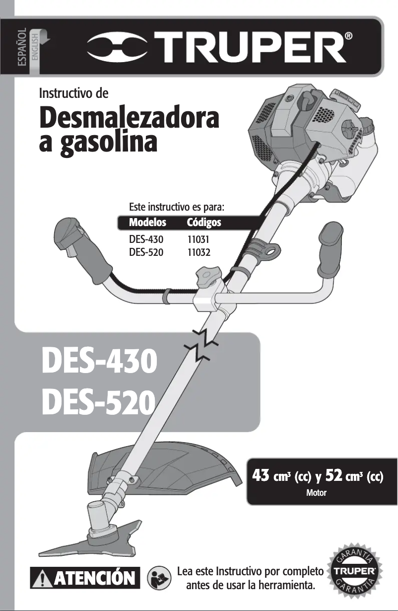 Imagen de la primera página del manual del dispositivo DES-520