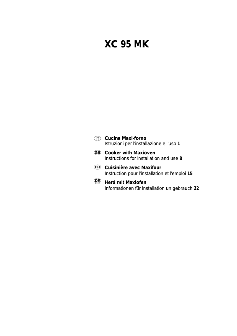 Página 1 del manual Manual de usuario Ariston Thermo XC 95 MK