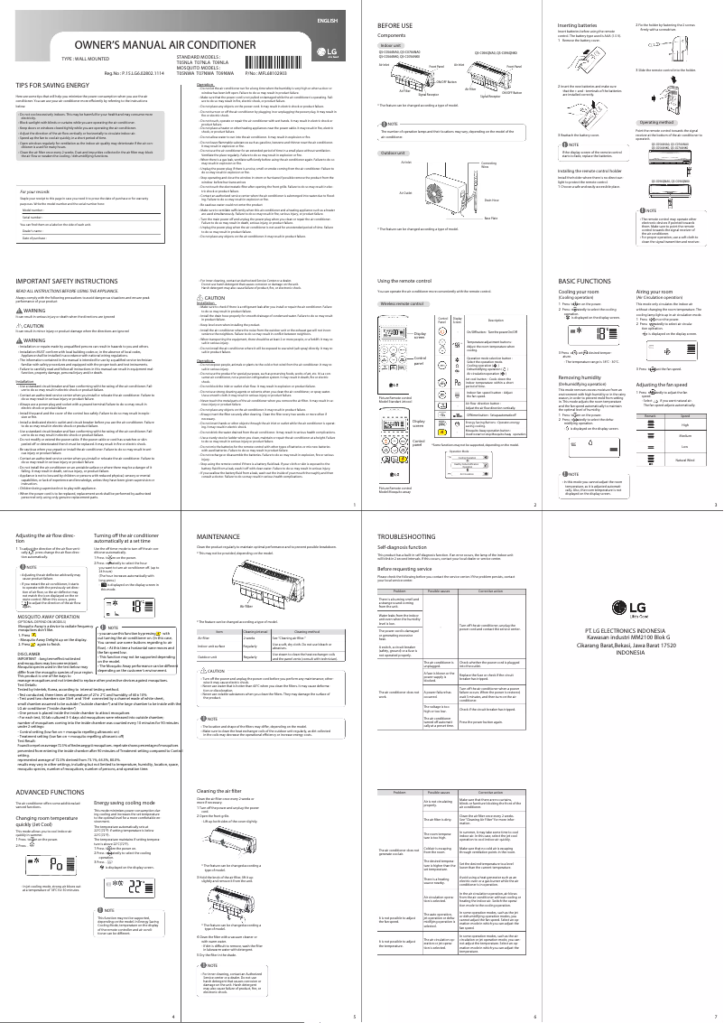 Página 1 del manual Manual de usuario LG T07NLA