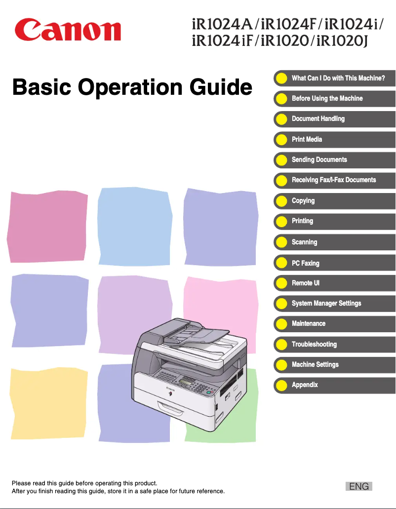 Página 1 del manual Manual de usuario Canon imageRUNNER 1024iF